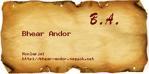 Bhear Andor névjegykártya